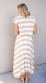 Woven Stripe Midi Skirt