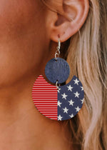 American Flag Print Wooden Earrings
