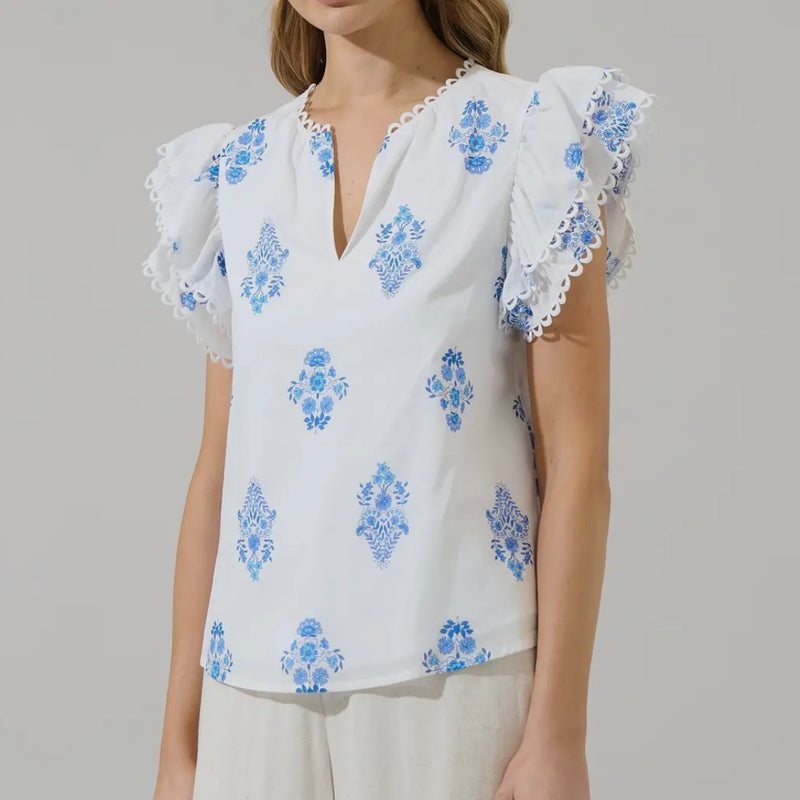Yila Floral Ema Ruffle Top