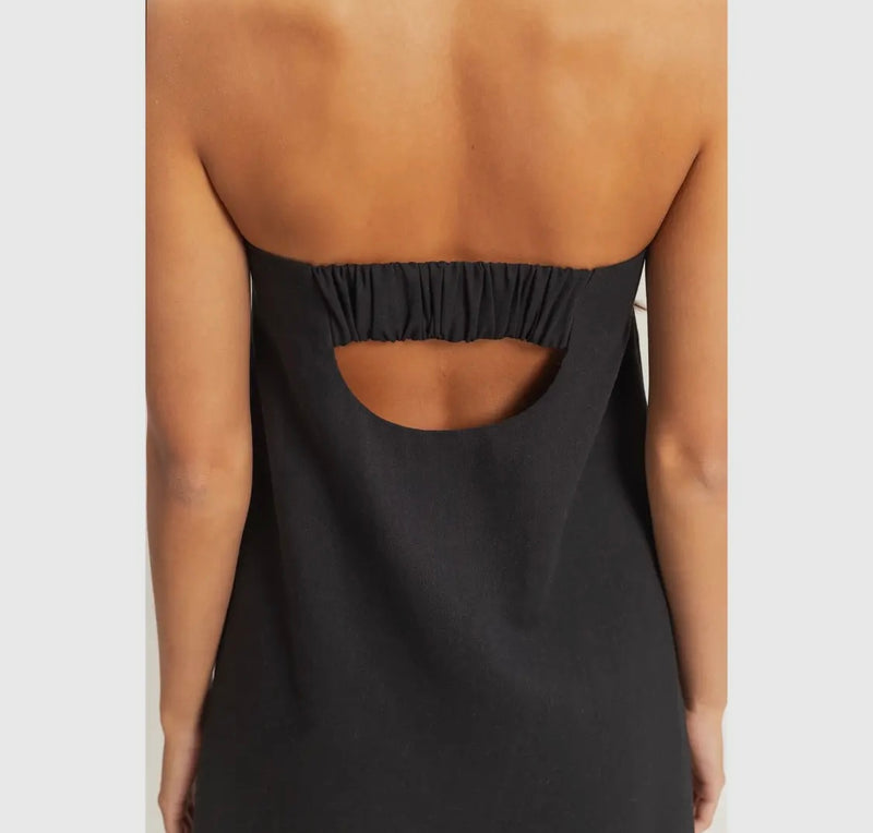 Sand Washed Strapless Mini Dress