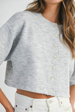 Elbow Sleeve Crop Cardigan