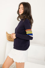 Stripe Sleeve Knit Sweater