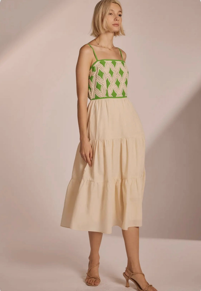 Contrast Diamond Midi Dress