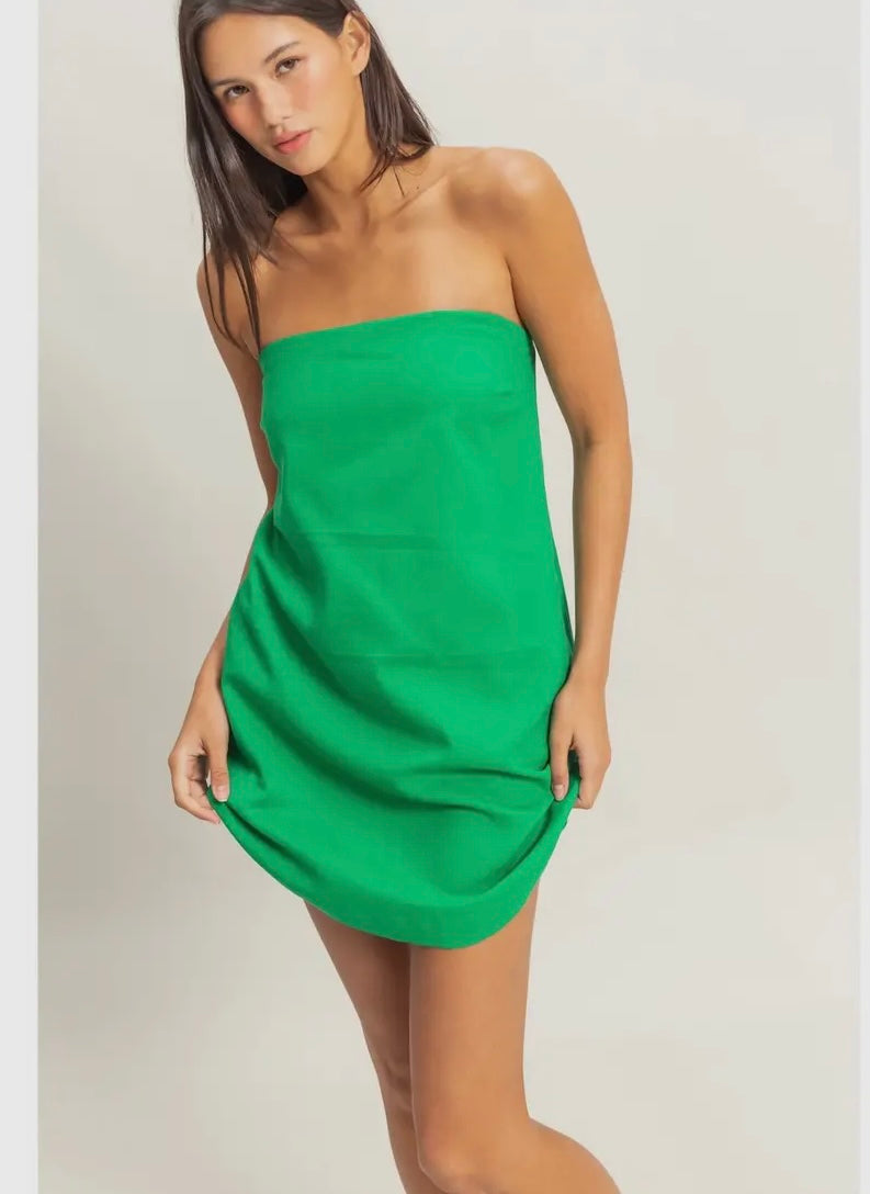 Sand Washed Strapless Mini Dress