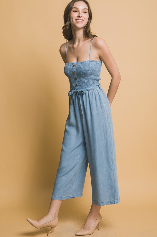Smocked Wide Leg Jumpsuit