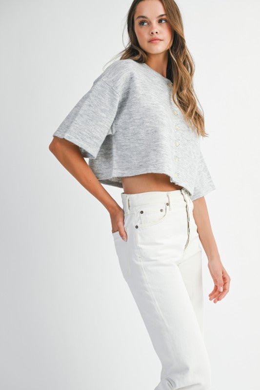 Elbow Sleeve Crop Cardigan