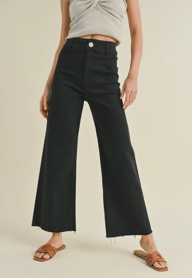Straight Wide Leg Denim Pants