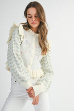 Floral Ruffle Knit Cardigan