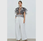 Sheer Floral Stripe Blouse