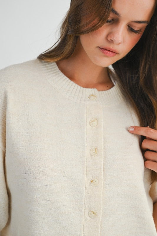 Elbow Sleeve Crop Cardigan