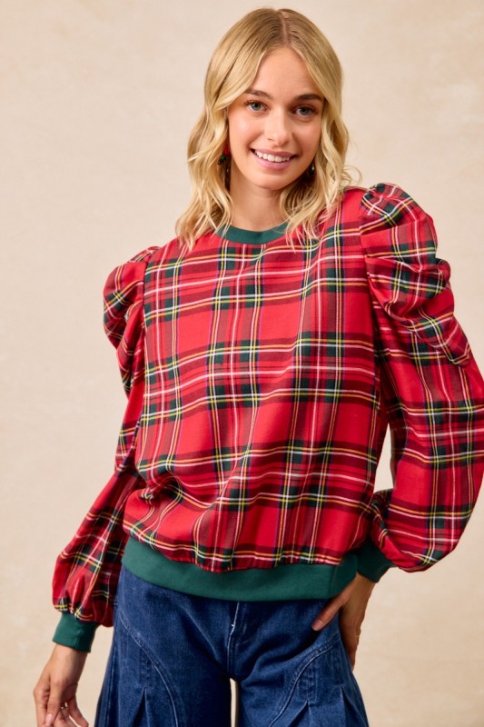 Poppy Plaid Top