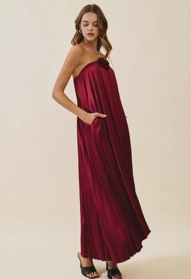 open lace back dress Sweet Prose Magenta Satin Rosette Halter Neck Mini Dress main image 1
