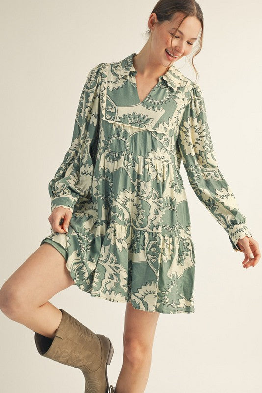 Ric Rac Accent Floral Dress
