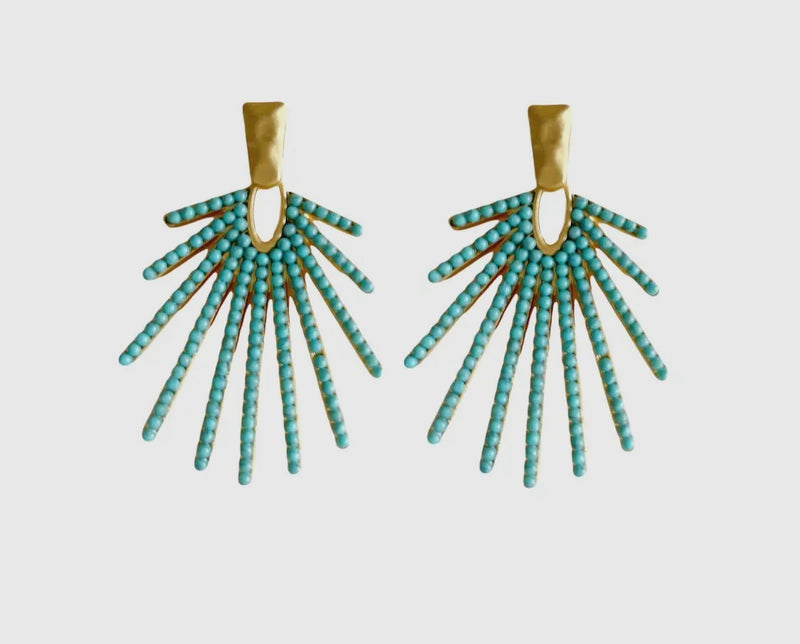 Turquoise Sunburst Statement Drop Earrings