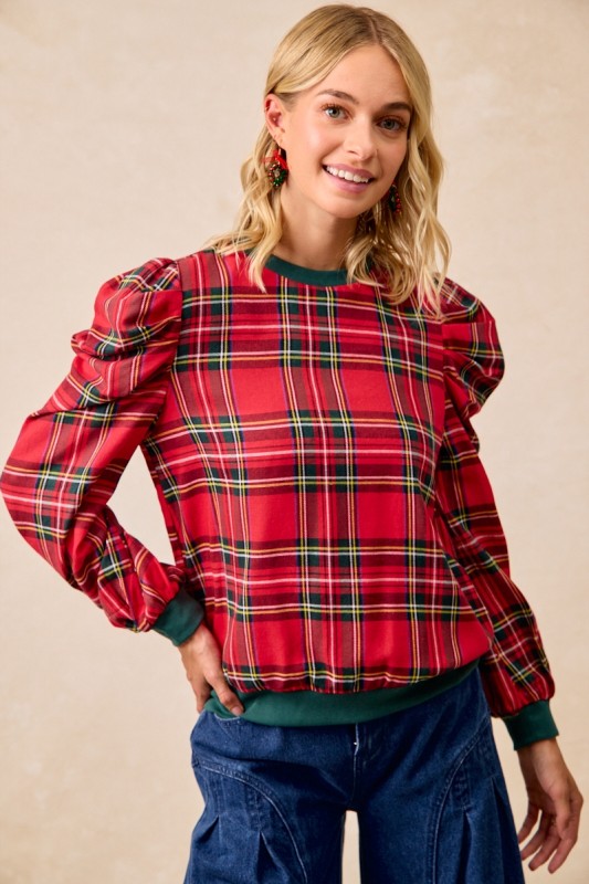 Poppy Plaid Top