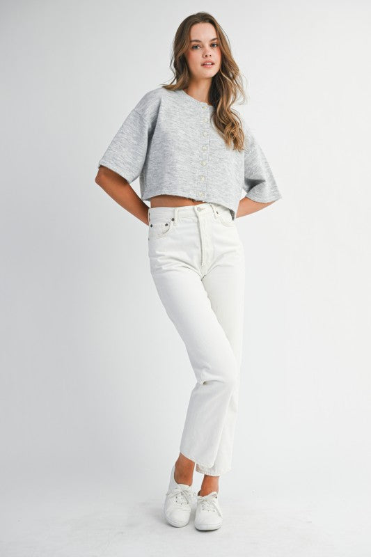Elbow Sleeve Crop Cardigan