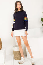 Stripe Sleeve Knit Sweater