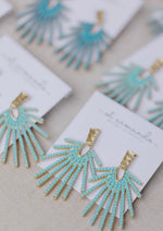 Light Turquoise Sunburst Statement Drop Earrings