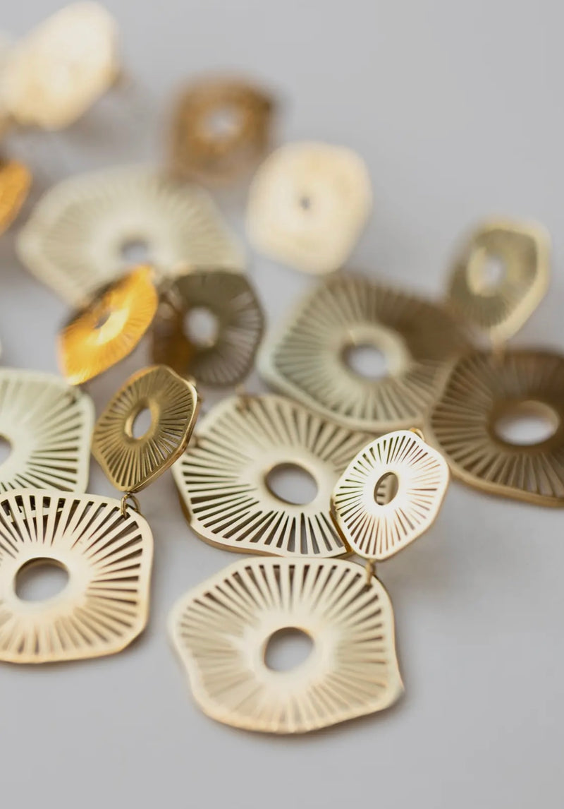 Gold Anemone Statement Earrings