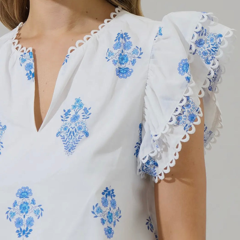 Yila Floral Ema Ruffle Top