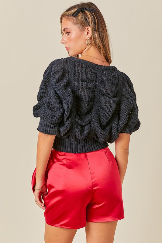 Shirring Detail Knit Sweater