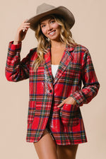 Plaid Sequin Patch Jacket