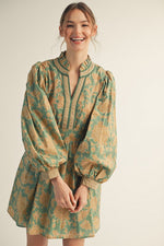 Ruffled Neck Floral Dress