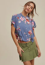 Floral Flutter Sleeve Blouse