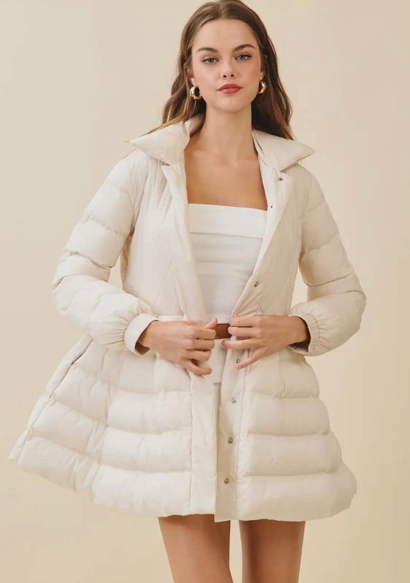 Quilted Bodice Puffer Coat
