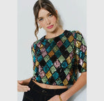 Sequin Diamond Pattern Top