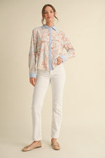 Flower Print Button-up Top
