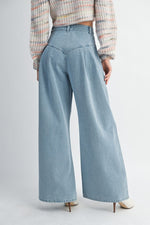 Pintuck Wide Leg Jeans