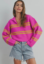 Stripe Crop Collar Sweater