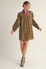Ruffled Neckline Floral Dress