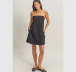 Sand Washed Strapless Mini Dress