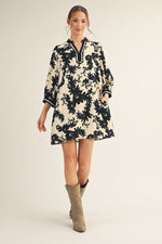 Lace Trim Detail Floral Shift Dress