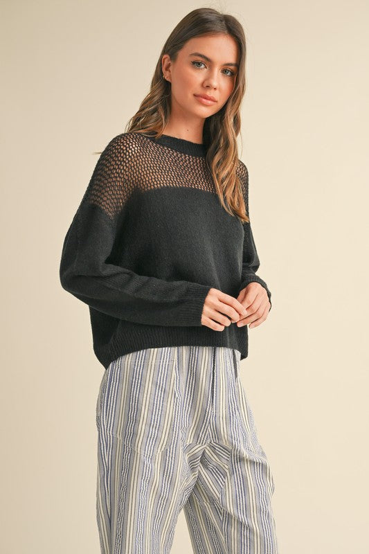 Sheer Top Detail Sweater