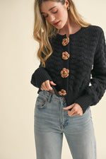 Cardigan with Rosette Detail