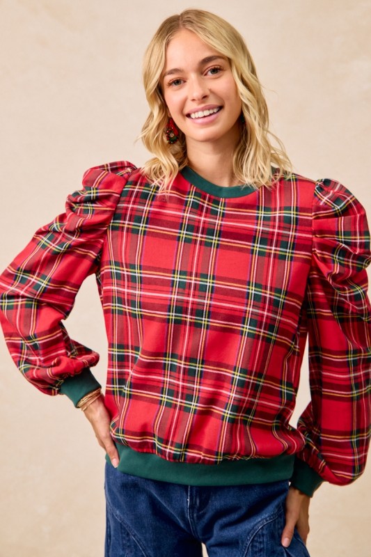 Poppy Plaid Top