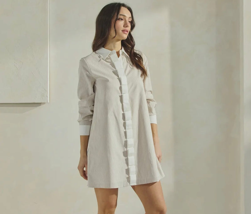 Pinstripe Pleated Dress