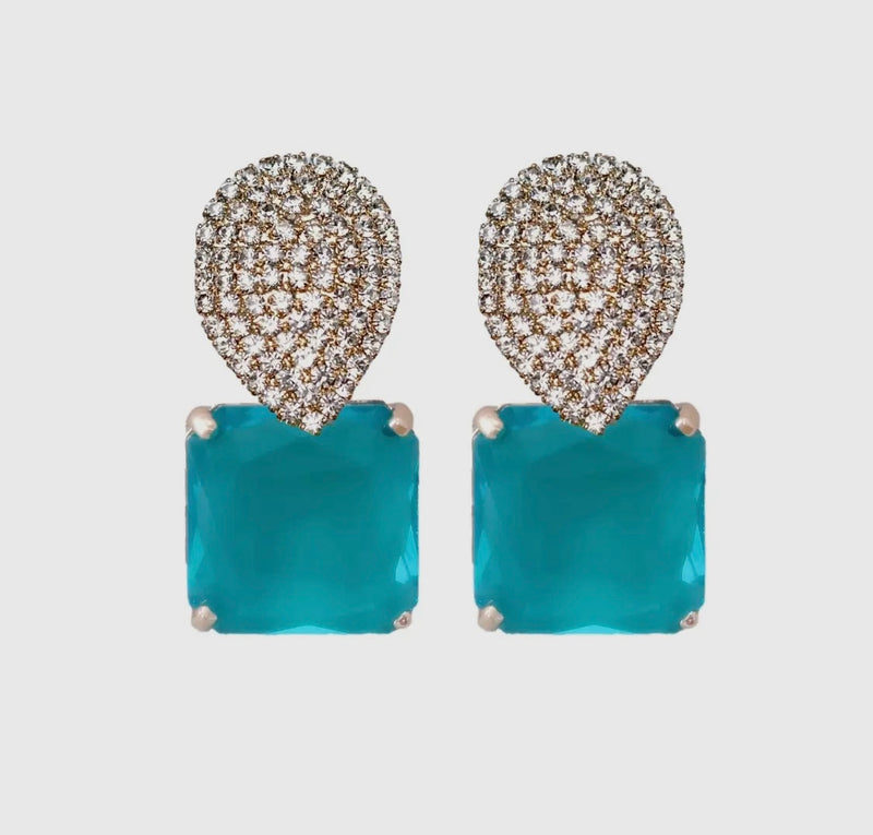 Retro Pave Crystal Gum Drop Statement Earrings