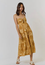 Front Tie Strapless Maxi Dress