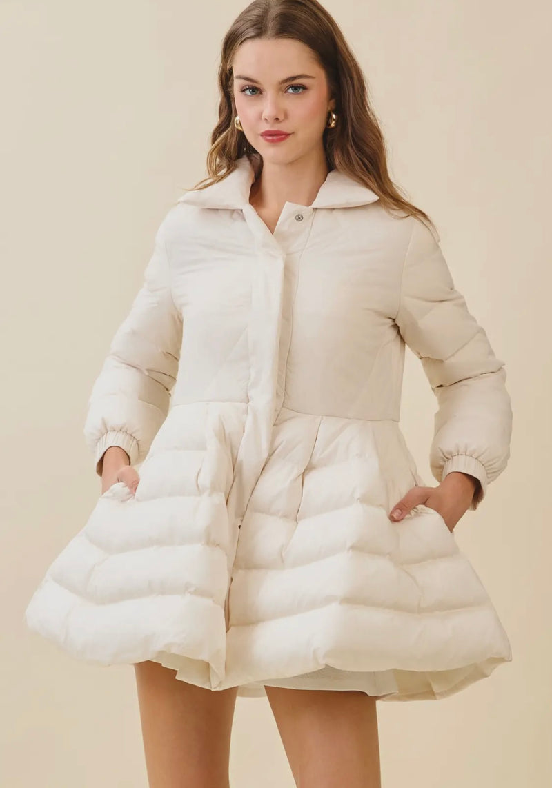 Quilted Bodice Puffer Coat