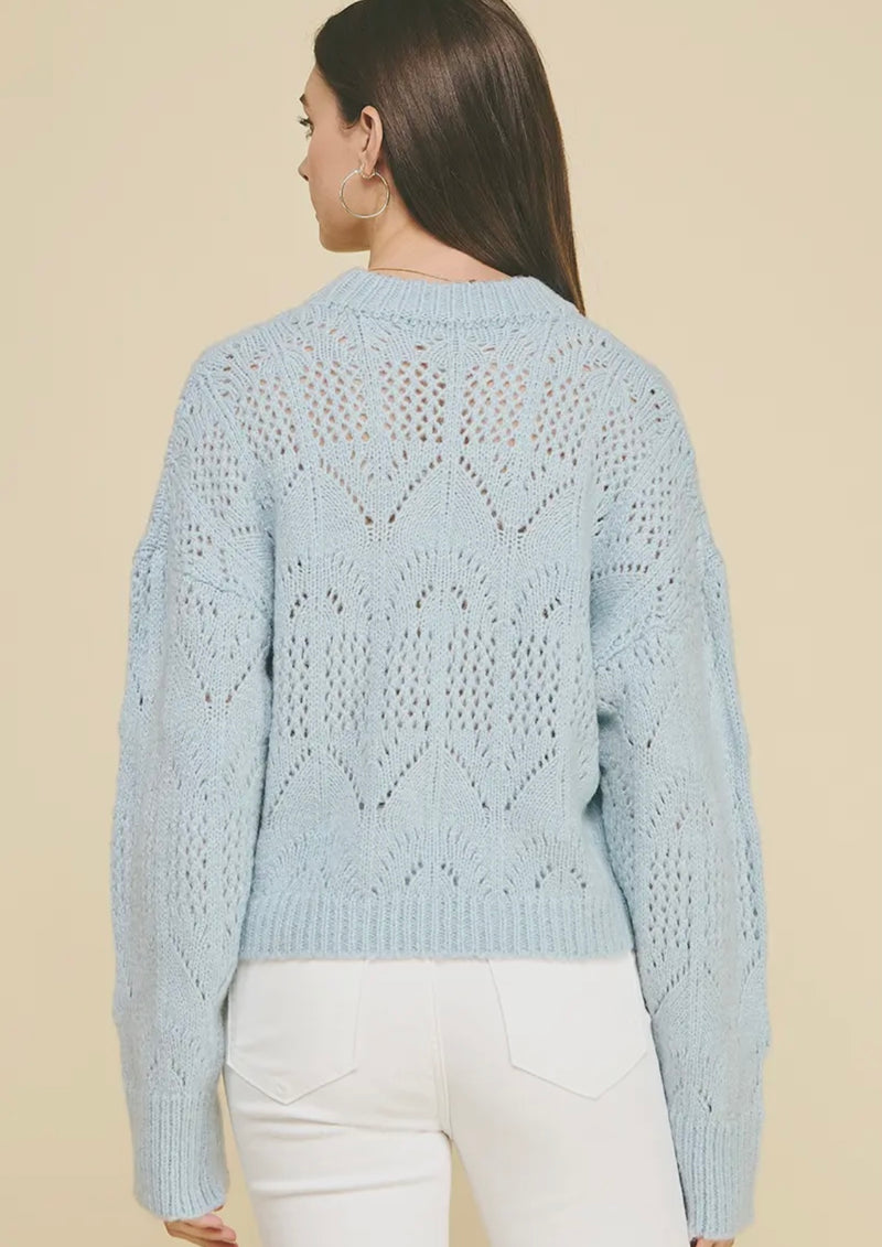 Solid Eyelet Detail Sweater