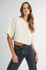 Elbow Sleeve Crop Cardigan