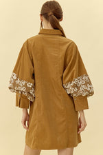 Embroidered Button-up Dress