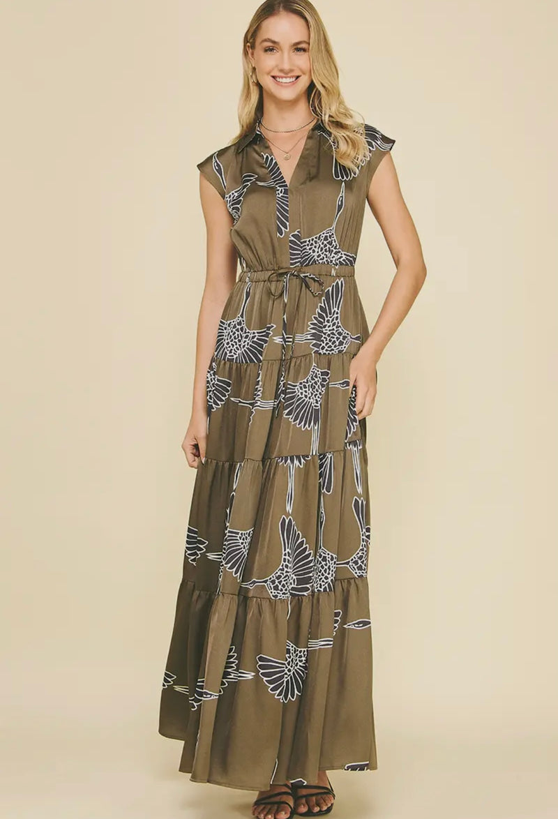 Print Tiered Maxi Dress