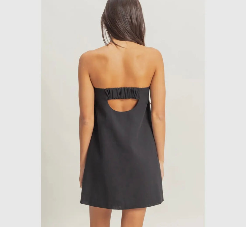 Sand Washed Strapless Mini Dress
