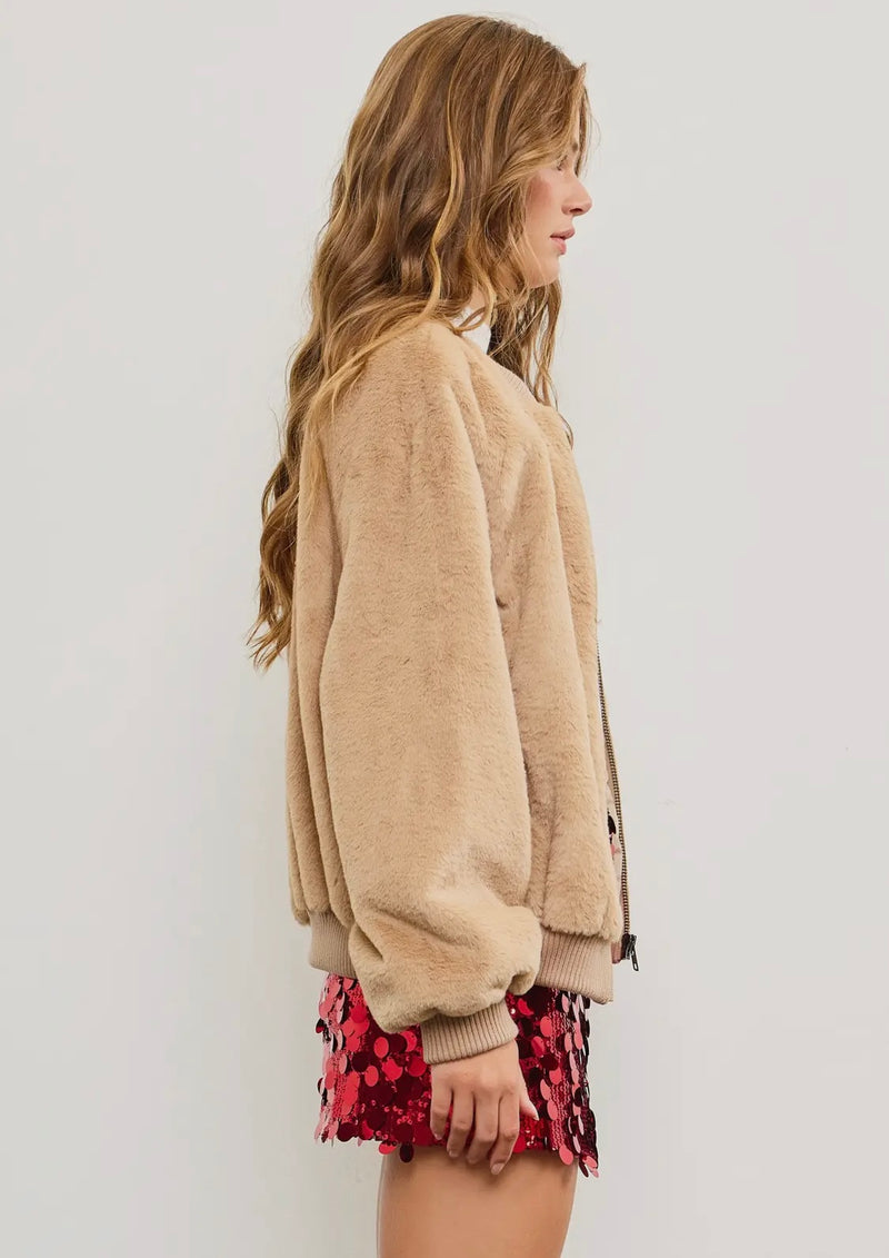 Faux Fur Zip-Up Jacket