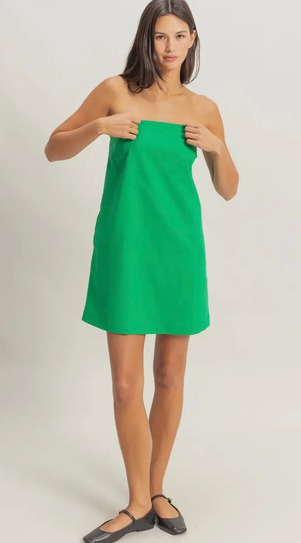 Sand Washed Strapless Mini Dress